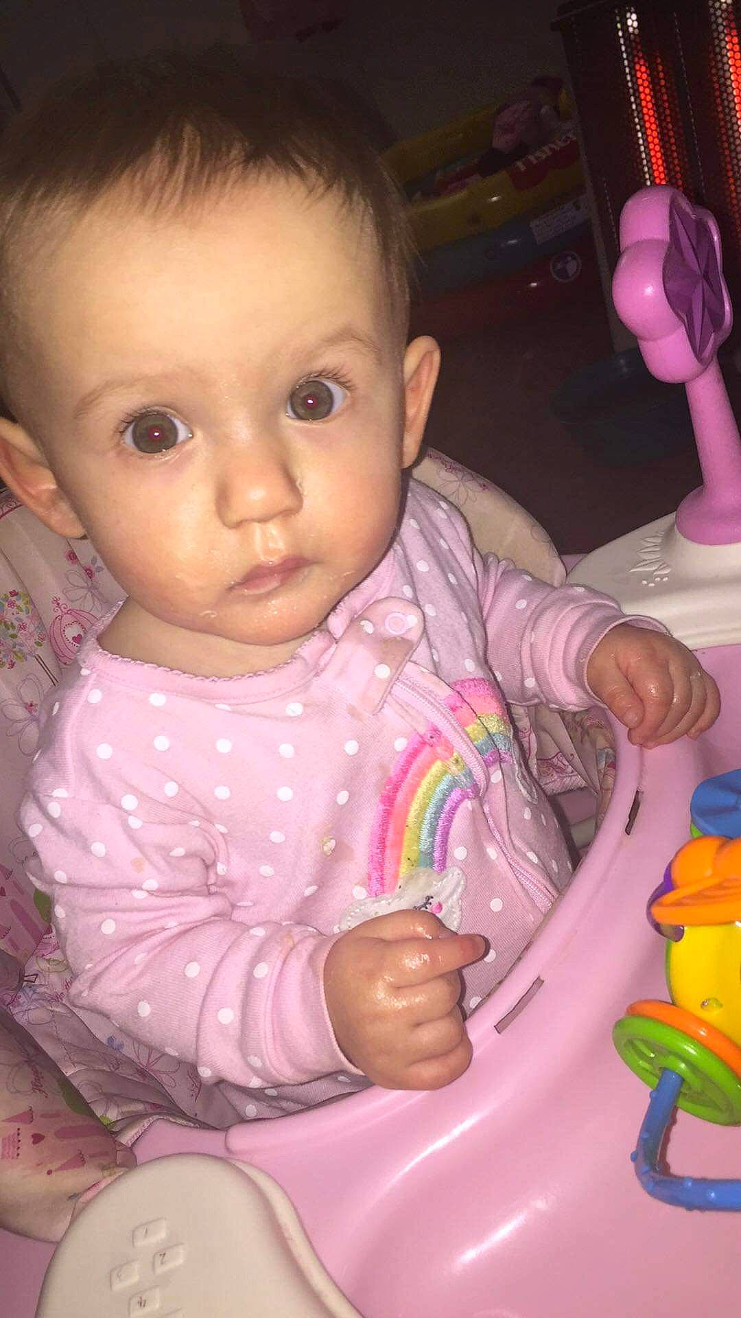 Bella joined the competition — help win amazing prizes! baby, baby_food, cheek, child, person, pink, play, skin, smile, toddler, toy