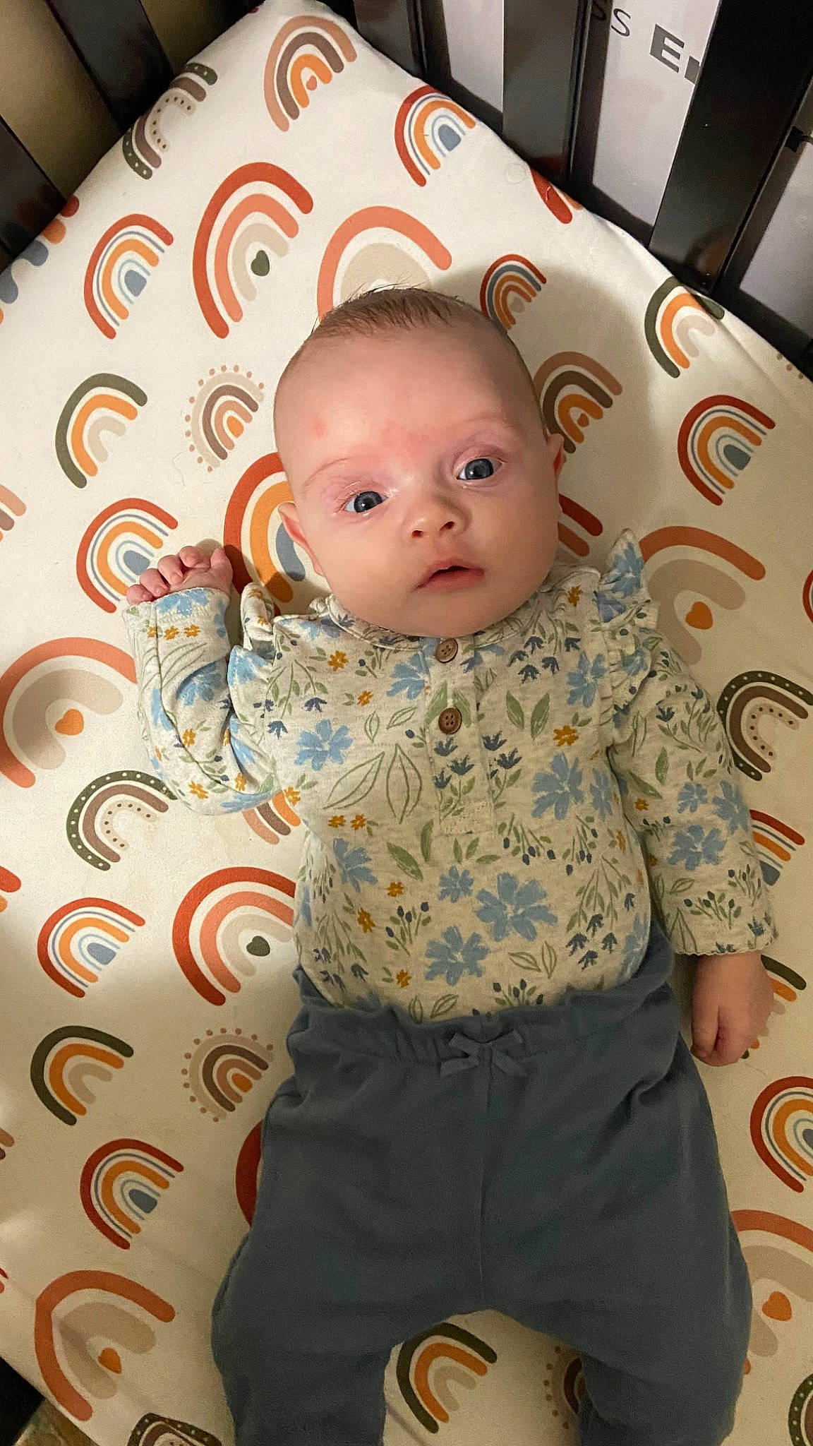 Paislee is registered to the contest to win money with this photo: baby, baby_toddler_clothing, cheek, child, flooring, fun, hairstyle, happy, linens, pattern, people, person, room, sitting, skin, sleeve, t_shirt, toddler, vacation, visual_arts