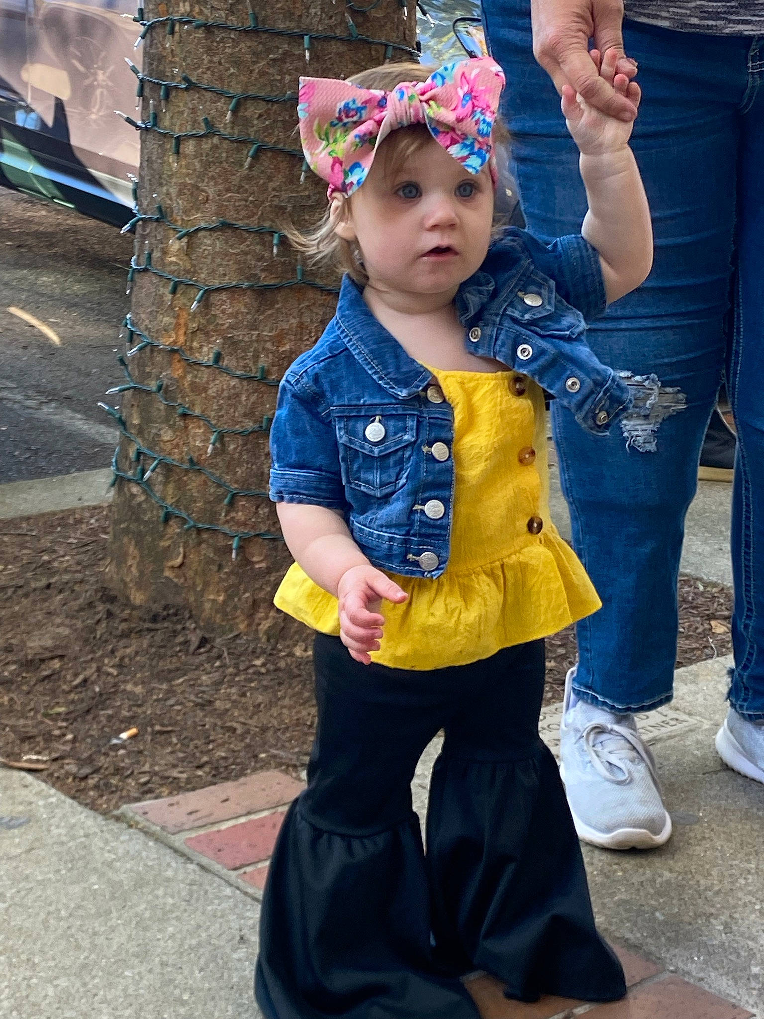 Adelina joined the competition — help win amazing prizes! baby, blue, cap, child, costume_hat, electric_blue, event, face, fun, happy, headgear, headwear, jeans, person, photograph, purple, recreation, shoe, snapshot, street_fashion