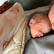 Paolo participe au concours pour gagner de l'argent avec cette photo : adult_partial, baby, bed, blanket, closeup, clothing, comforter, cozy, cuddling, face, headboard, indoor, newborn, parent, peaceful, pillow, portrait, resting, sleeping, soft_texture