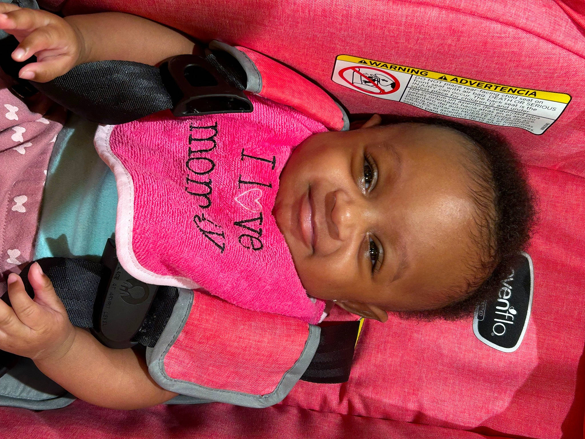 Mariah is registered to the contest to win money with this photo: baby, baby_toddler_clothing, beauty, cheek, child, comfort, eye, eyelash, finger, happy, joy, lip, magenta, mouth, nose, person, pink, red, skin, smile