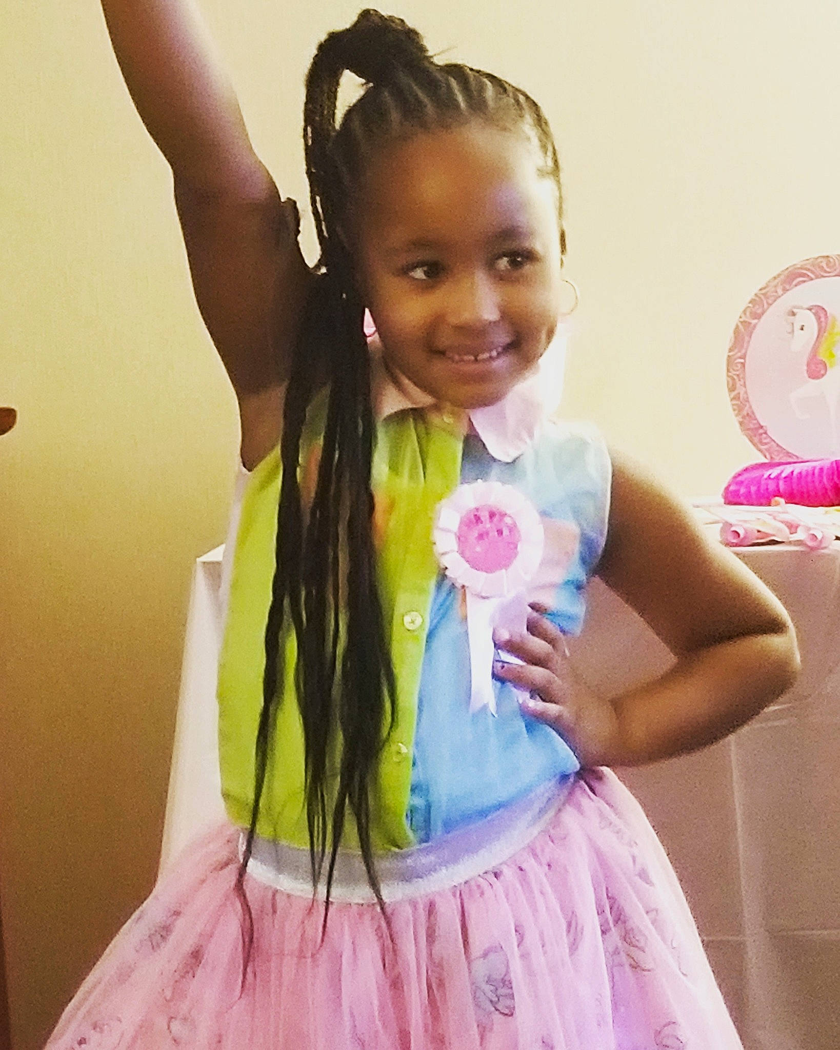 Aryonna joined the competition — help win amazing prizes! child, child_model, costume, hair, hair_accessory, hairstyle, happy, joy, long_hair, person, pigtail, pink, toddler