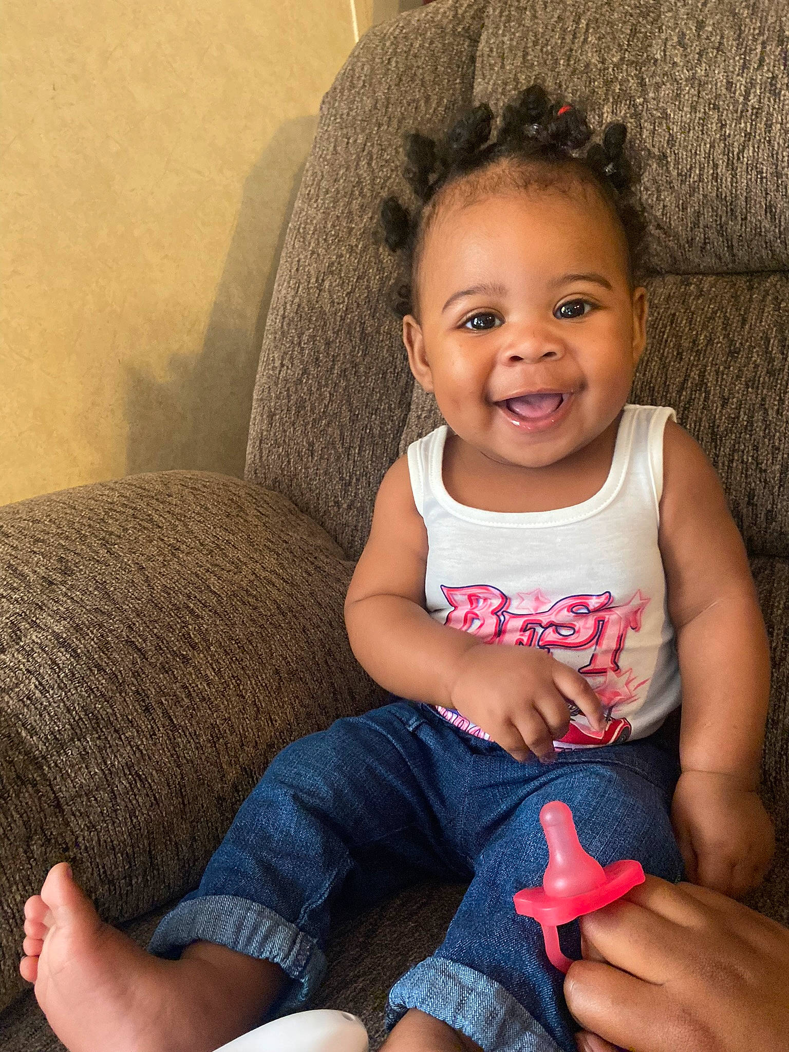 Ahziyah joined the competition — help win amazing prizes! baby_toddler_clothing, cheek, chin, eye, facial_expression, flash_photography, hair, hairstyle, head, human_body, iris, joy, leg, lip, mouth, neck, nose, organ, person, skin