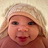 Kaelahni joined the competition — help win amazing prizes! baby, infant, face, smile, eyes, towel, hooded_towel, skin, closeup, portrait, cheeks, cute, child, newborn, expression, indoor, soft_texture, blanket, headwear, happy