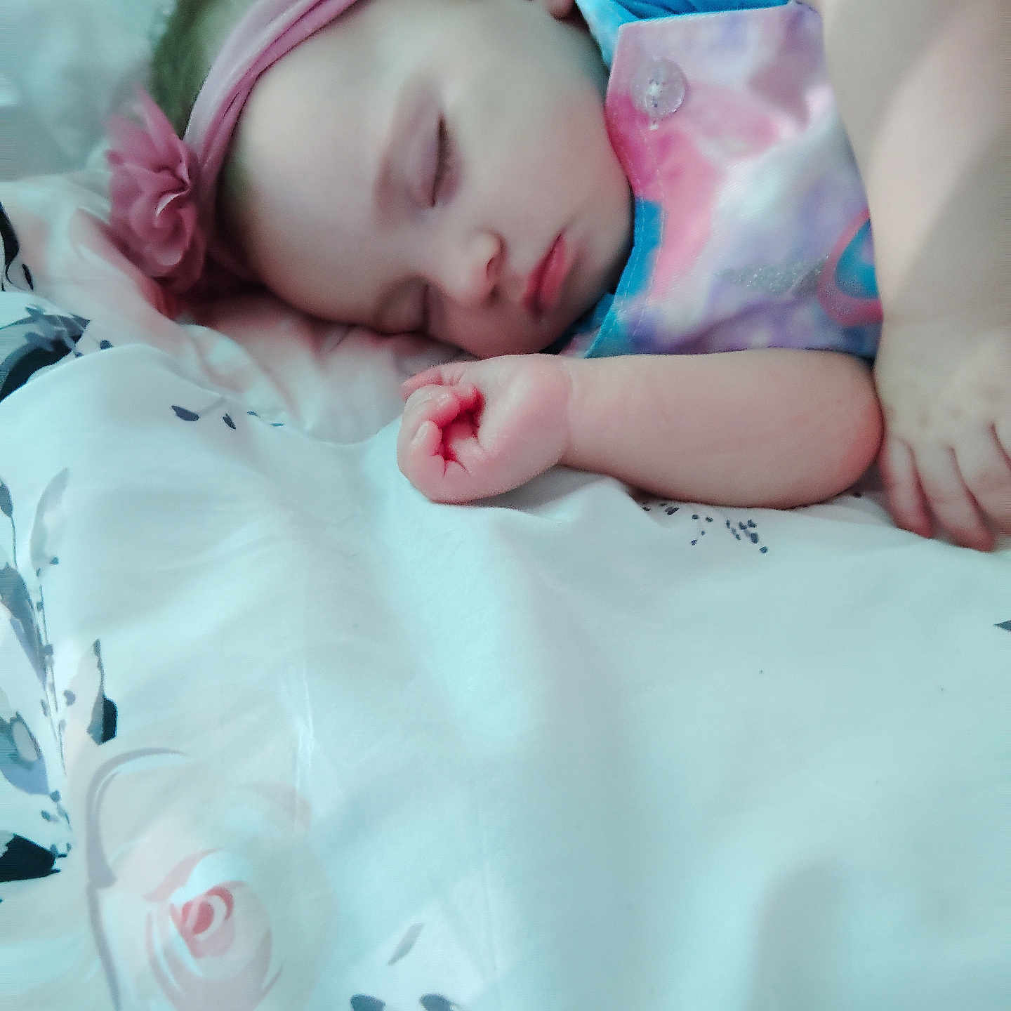 Amerias is registered to the contest to win money with this photo: baby, bed, blanket, bodypart, bonnet, clothing, face, finger, flower, furniture, hand, hat, head, newborn, person, photography, plant, portrait, rose, sleeping