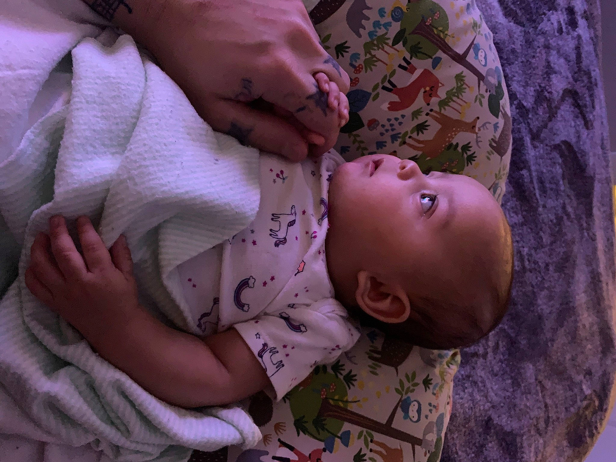 Alicen joined the competition — help win amazing prizes! baby, baby_products, baby_toddler_clothing, cheek, child, close_up, comfort, grass, human_body, linens, mouth, nose, pattern, person, pink, purple, skin, sleeve, textile, toddler