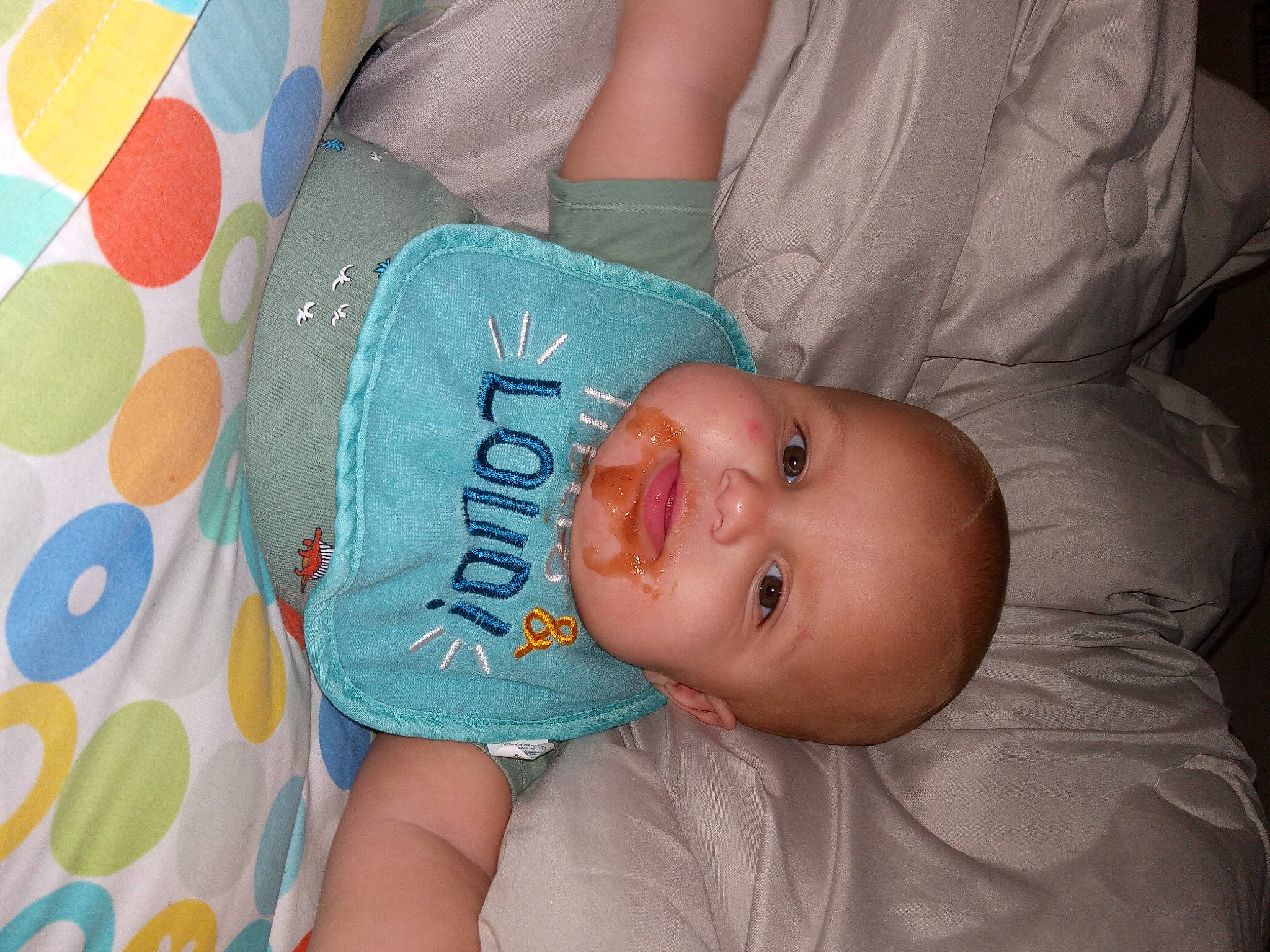 Malakai is registered to the contest to win money with this photo: abdomen, baby, baby_products, baby_toddler_clothing, cheek, child, comfort, elbow, happy, hat, nail, pattern, person, room, skin, sleeve, smile, toddler