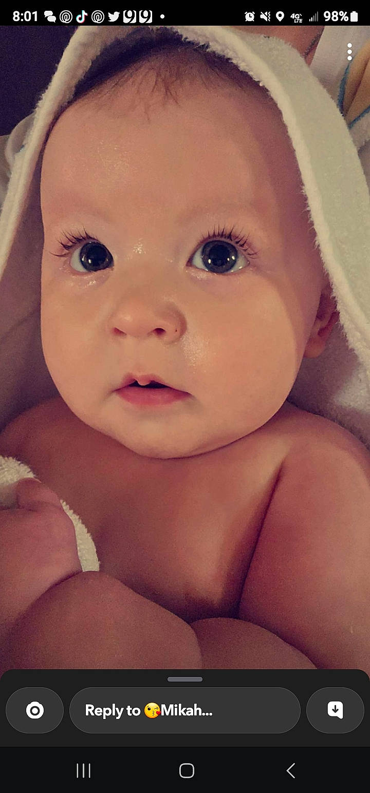 Maverick is registered to the contest to win money with this photo: baby, baby_making_funny_faces, beauty, cheek, chest, child, close_up, ear, eye, eyelash, happy, head, iris, lip, mouth, no_expression, nose, person, skin, surprise