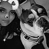 black_and_white, person, dog, face_filter, ears, nose, night, outdoor, sparkles, pet, closeup, portrait, cute, animal, canine, collar, companion, friendship, playful, fun