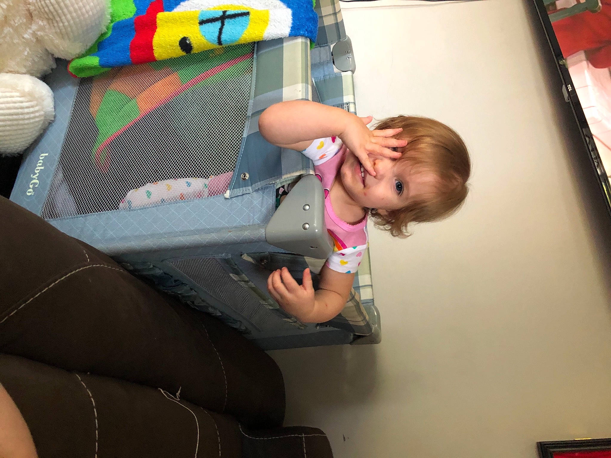 Bryleigh is registered to the contest to win money with this photo: baby, car_seat, child, fun, leg, person, play, toddler