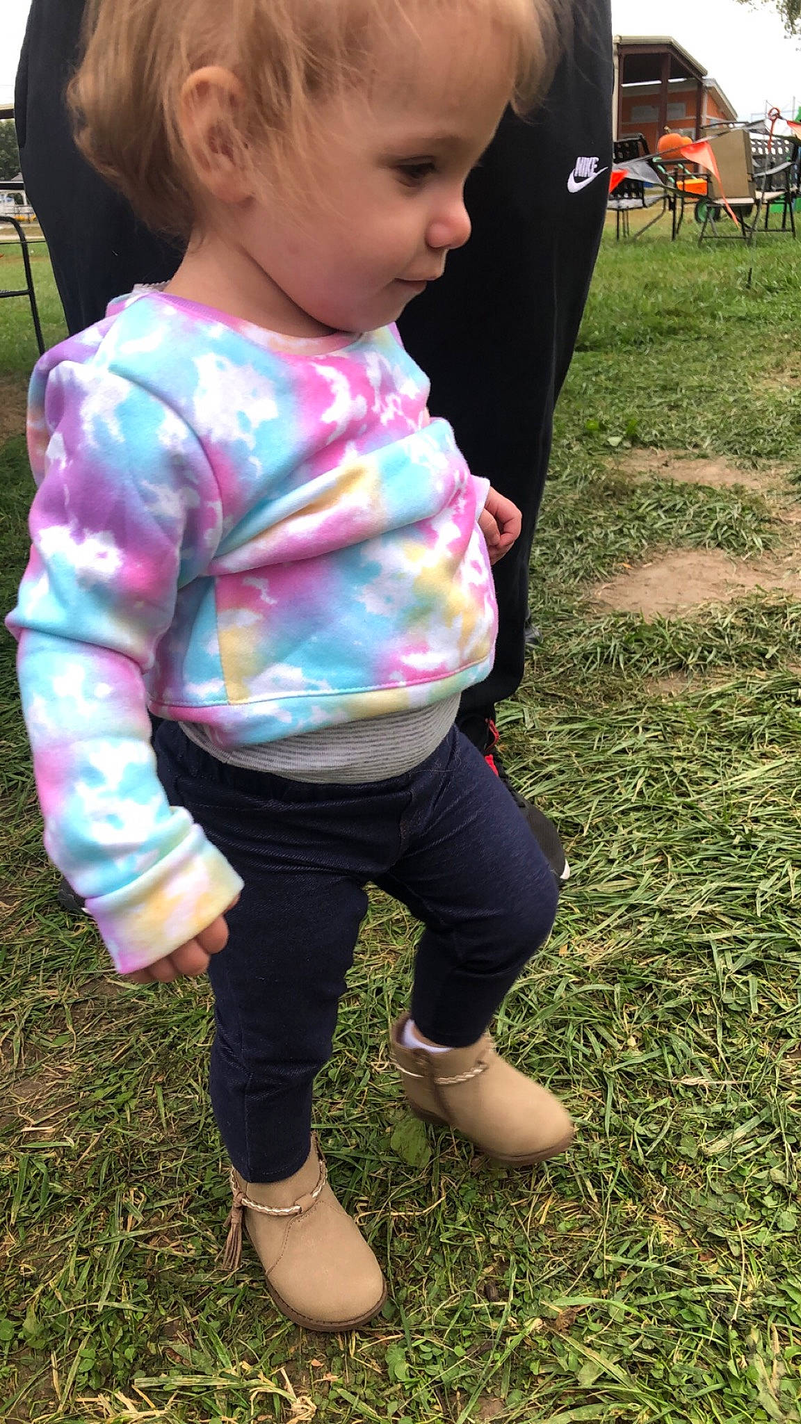 Bryleigh is registered to the contest to win money with this photo: baby, baby_toddler_clothing, child, cool, footwear, grass, outerwear, pattern, person, pink, plant, play, shoe, sleeve, t_shirt, toddler