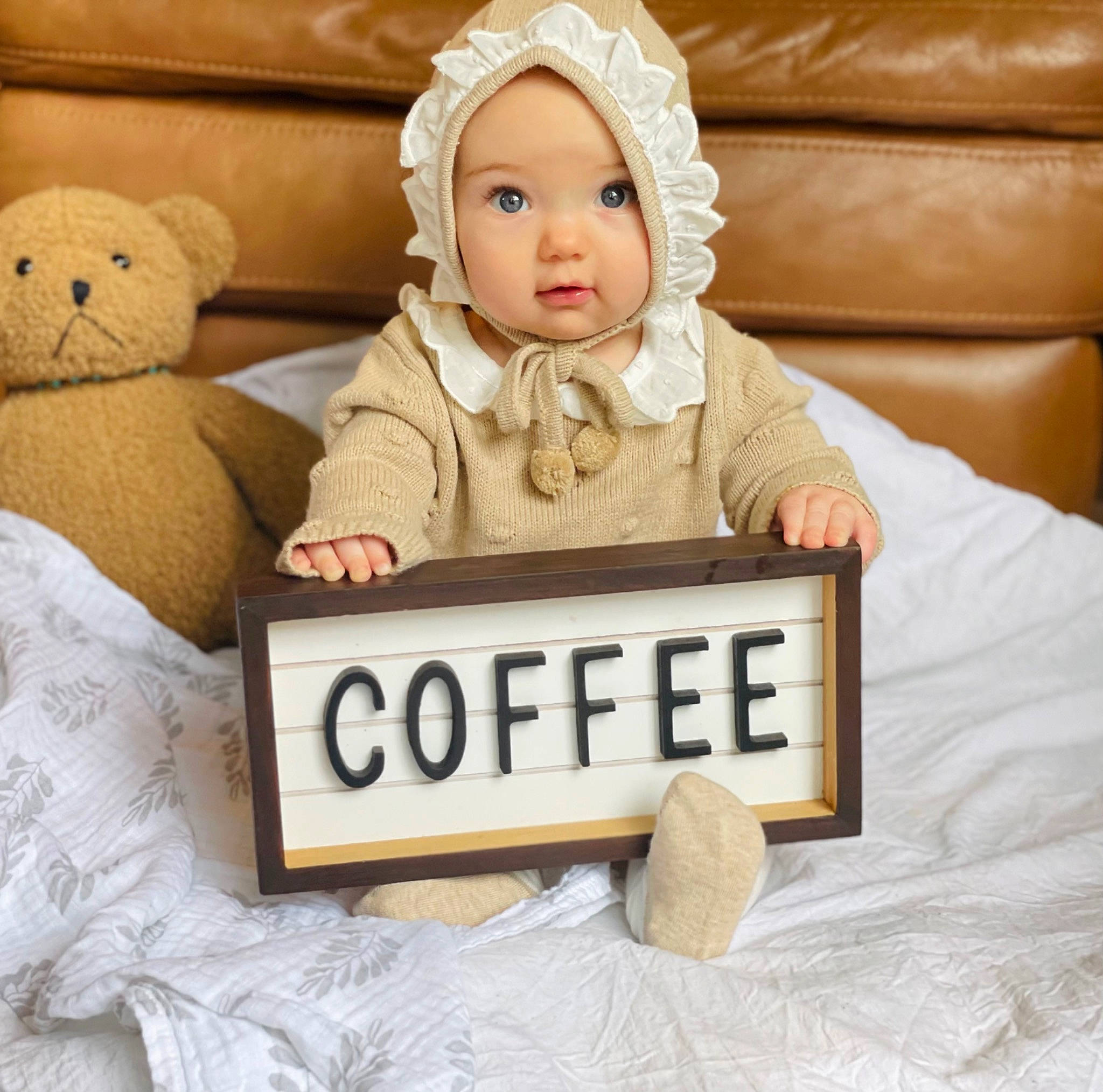 Ophelia joined the competition — help win amazing prizes! baby, baby_sleeping, baby_toddler_clothing, cheek, child, comfort, font, fur, happy, headwear, mammal, person, product, rectangle, room, sitting, sleeve, teddy_bear, toddler, toy