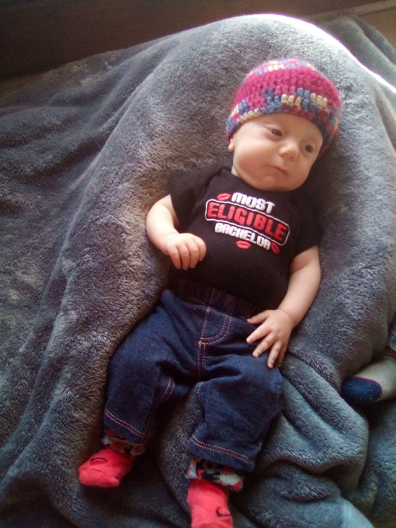 Randy joined the competition — help win amazing prizes! baby, beanie, cap, child, headgear, headwear, person, skin, toddler