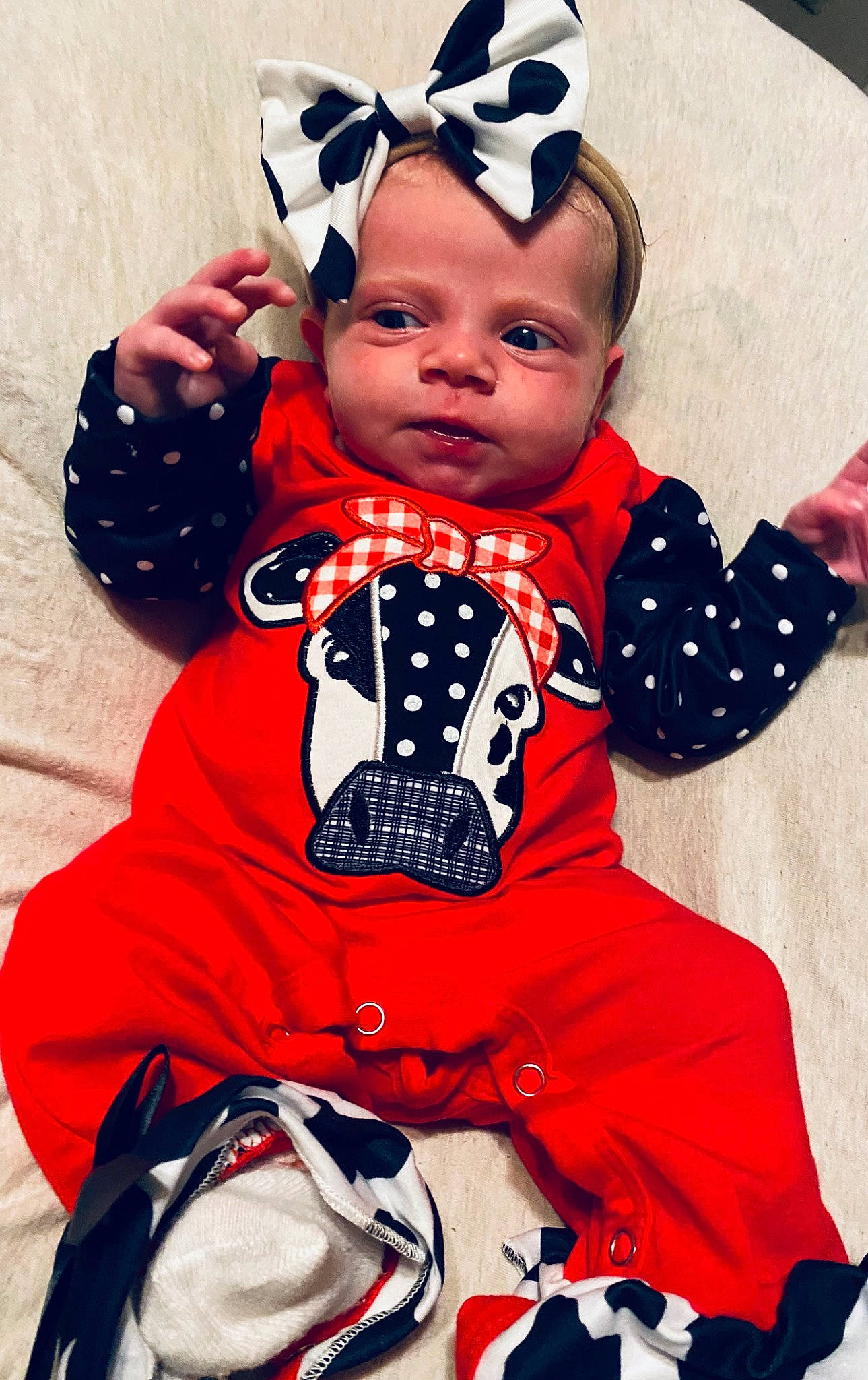 Azalea joined the competition — help win amazing prizes! baby, baby_products, baby_toddler_clothing, carmine, child, costume, costume_hat, fashion_accessory, fictional_character, happy, headband, headgear, outerwear, pattern, person, pink, red, sleeve, t_shirt, toddler