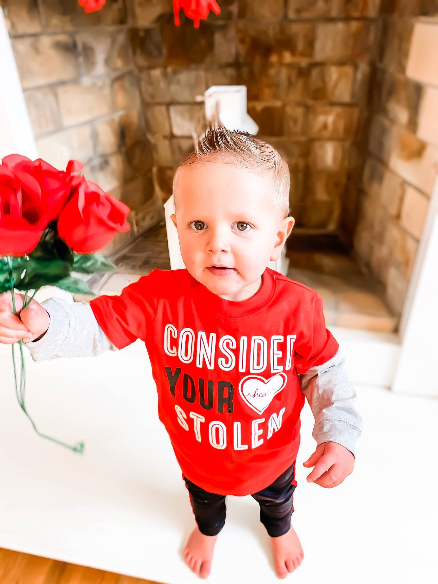 Dominick joined the competition — help win amazing prizes! baby, baby_toddler_clothing, child, child_model, design, fashion_accessory, flower, font, happy, outerwear, pattern, peach, person, pink, plant, product, red, sleeve, t_shirt, toddler