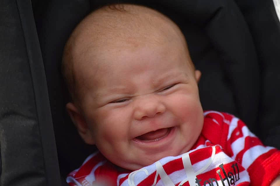 Whitley joined the competition — help win amazing prizes! baby, cheek, child, chin, close_up, ear, eye, face, facial_expression, forehead, head, joy, laugh, lip, mouth, nose, person, skin, smile, toddler