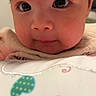 Adhara joined the competition — help win amazing prizes! adorable, baby, blanket, child, closeup, clothing, cute, expression, eyes, face, hair, head, heart, indoor, infant, pattern, person, portrait, skin, young