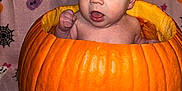 Chanel joined the competition — help win amazing prizes! baby, pumpkin, halloween, bow, orange, blanket, ghost, cute, infant, festive, costume, child, holiday, smile, face, foot, decoration, celebration, seasonal, portrait