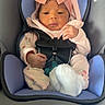 Khamori joined the competition — help win amazing prizes! baby, car_seat, pink, headband, bow, hoodie, infant, safety_harness, cute, child, newborn, clothing, seat, portrait, indoor, person, hands, feet, soft, closeup