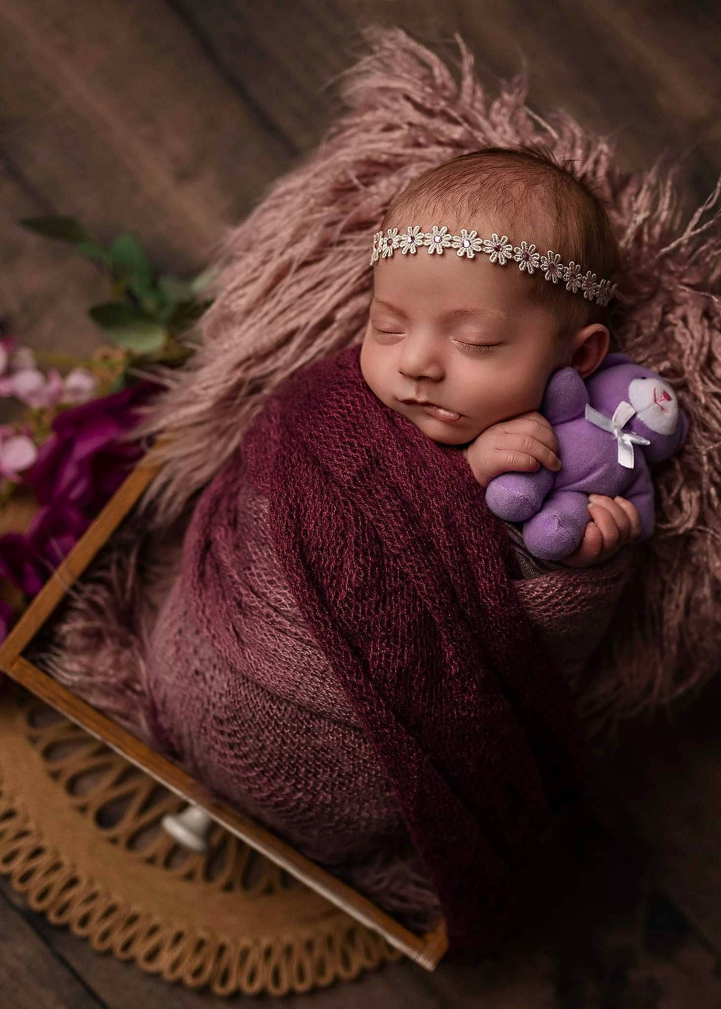 Raelynn Leigh is registered to the contest to win money with this photo: art, baby, cap, close_up, doll, eye, fashion_accessory, headgear, headwear, knit_cap, magenta, outerwear, pattern, person, pink, skin, textile, thread, toddler, wood