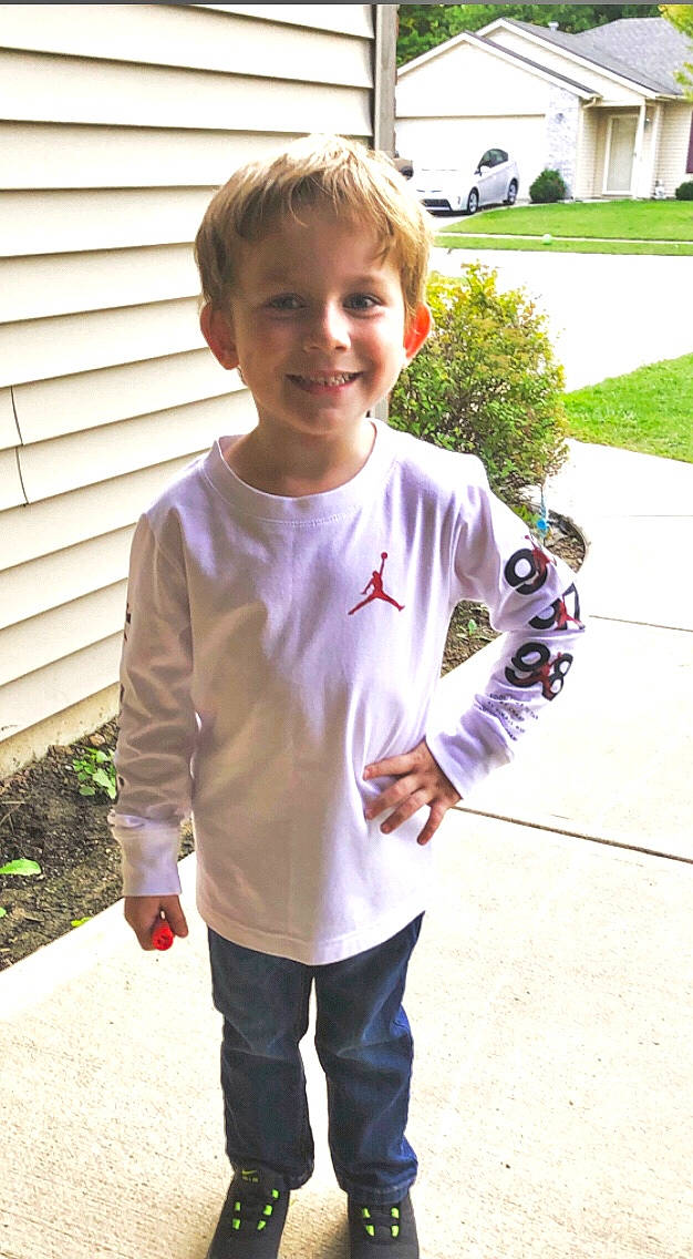 Austin joined the competition — help win amazing prizes! asphalt, child, denim, electric_blue, fun, grass, happy, joy, leisure, person, plant, recreation, sleeve, smile, sportswear, street_fashion, sweatpant, t_shirt, toddler, tree