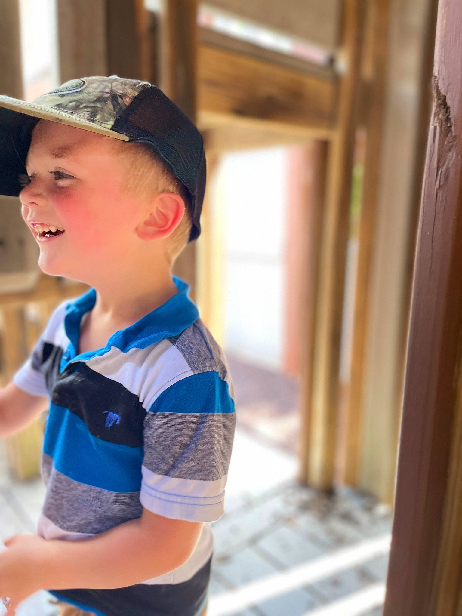 Remington joined the competition — help win amazing prizes! baby_toddler_clothing, baseball_cap, cap, chin, electric_blue, happy, hat, headgear, headwear, human_leg, joy, leisure, person, recreation, sleeve, smile, sportswear, street_fashion, t_shirt, thigh