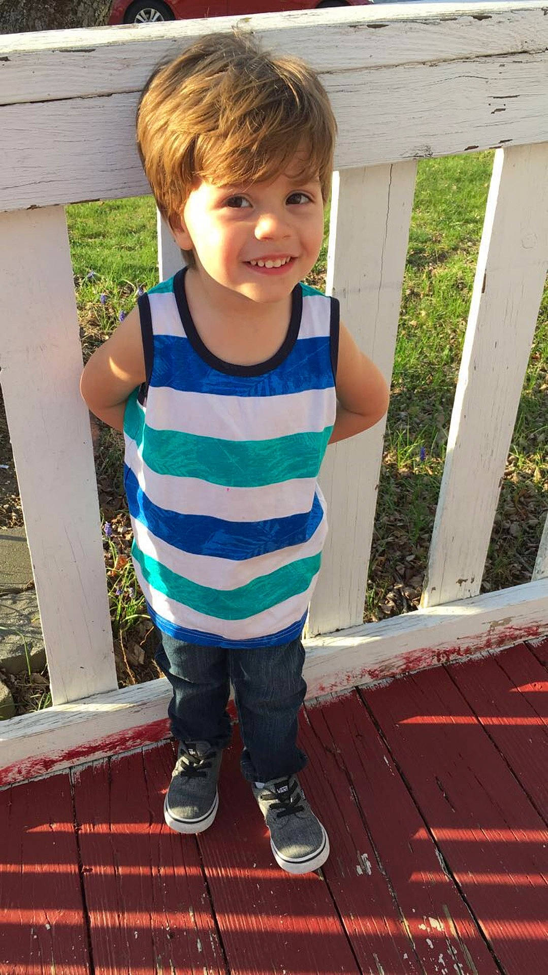 Christian joined the competition — help win amazing prizes! boy, child, cool, day, facial_expression, fun, girl, jeans, joy, outerwear, pattern, person, pink, plaid, play, shorts, sitting, skin, smile, standing