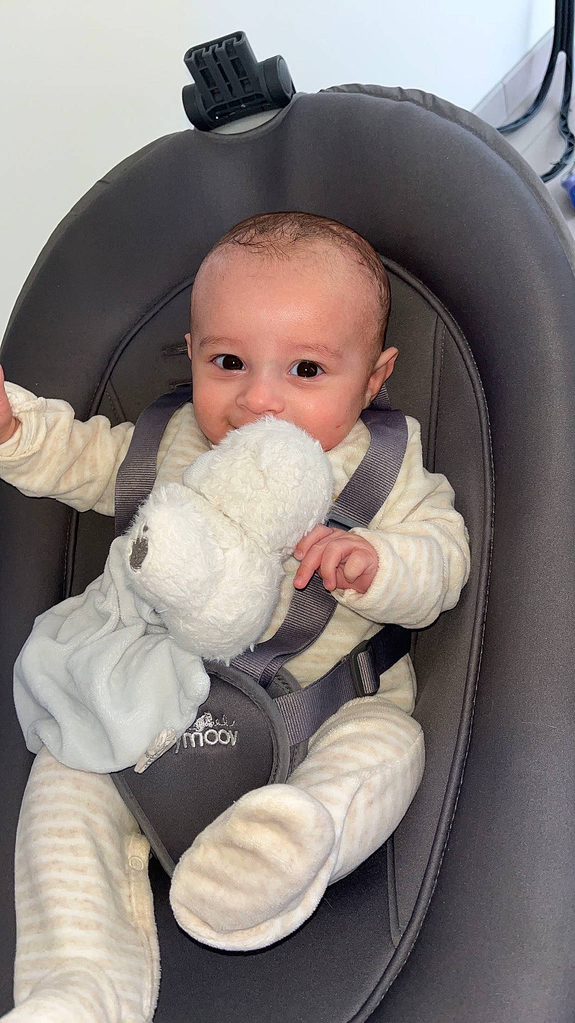 Owen participe au concours pour gagner de l'argent avec cette photo : baby, baby_carriage, baby_in_car_seat, baby_products, baby_safety, baby_sleeping, baby_toddler_clothing, car_seat, cheek, child, comfort, finger, mammal, person, product, sitting, skin, stuffed_toy, toddler, toy
