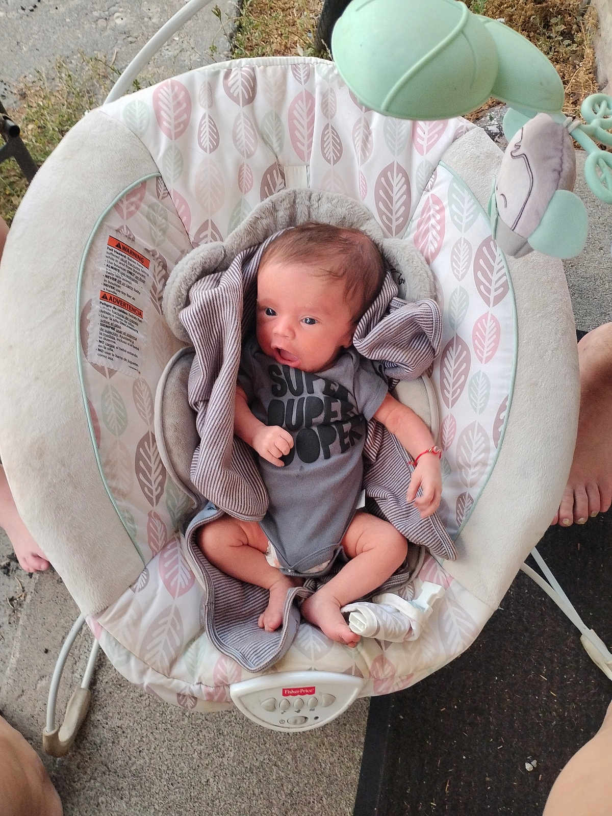 Mateo joined the competition — help win amazing prizes! baby, infant, onesie, blanket, baby_rocker, baby_toy, feet, person, clothing, indoor, pattern, fabric, cute, newborn, soft, seat, curious, small, child, wrapped
