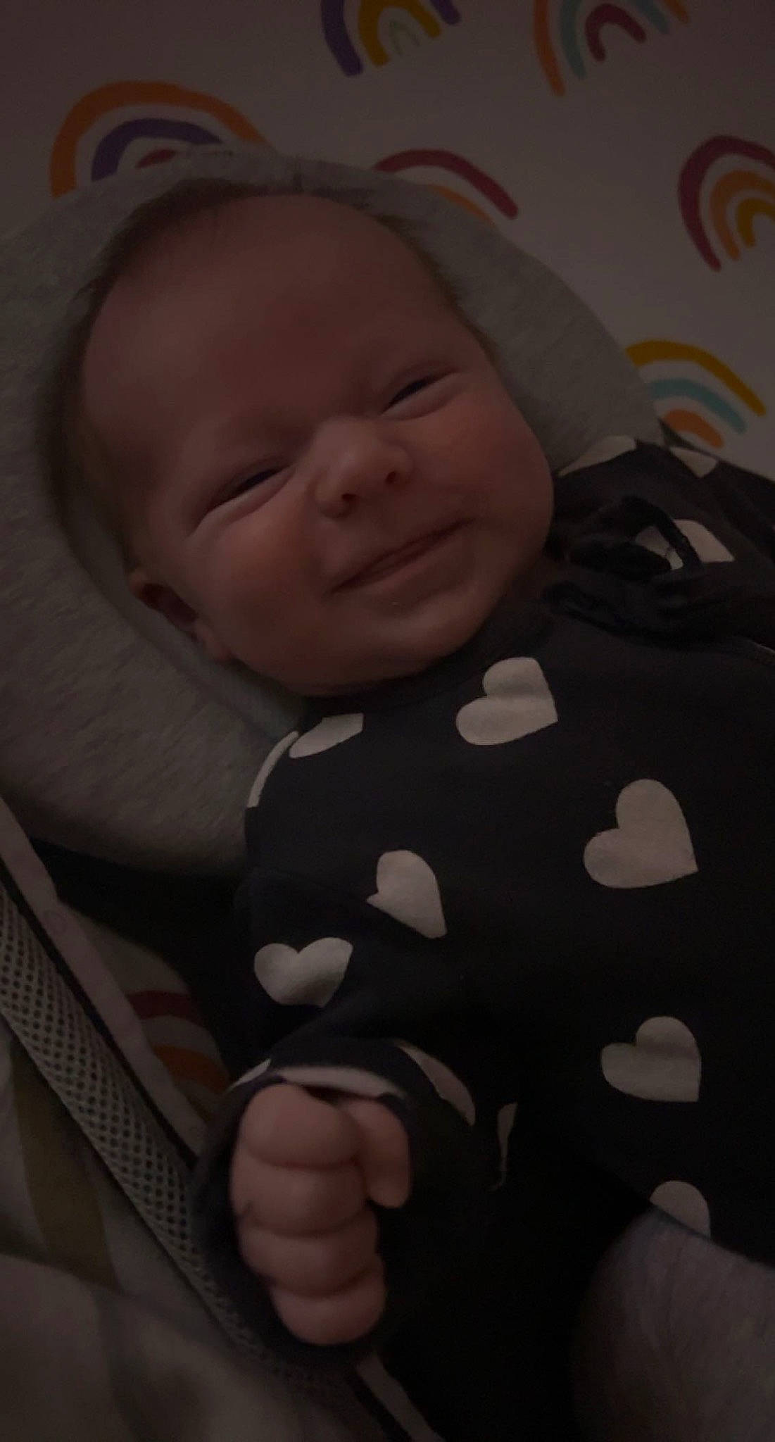 Arabella is registered to the contest to win money with this photo: baby, baby_toddler_clothing, cheek, child, collar, comfort, eyebrow, finger, gesture, happy, iris, nose, pattern, person, product, skin, sleeve, smile, textile, thumb