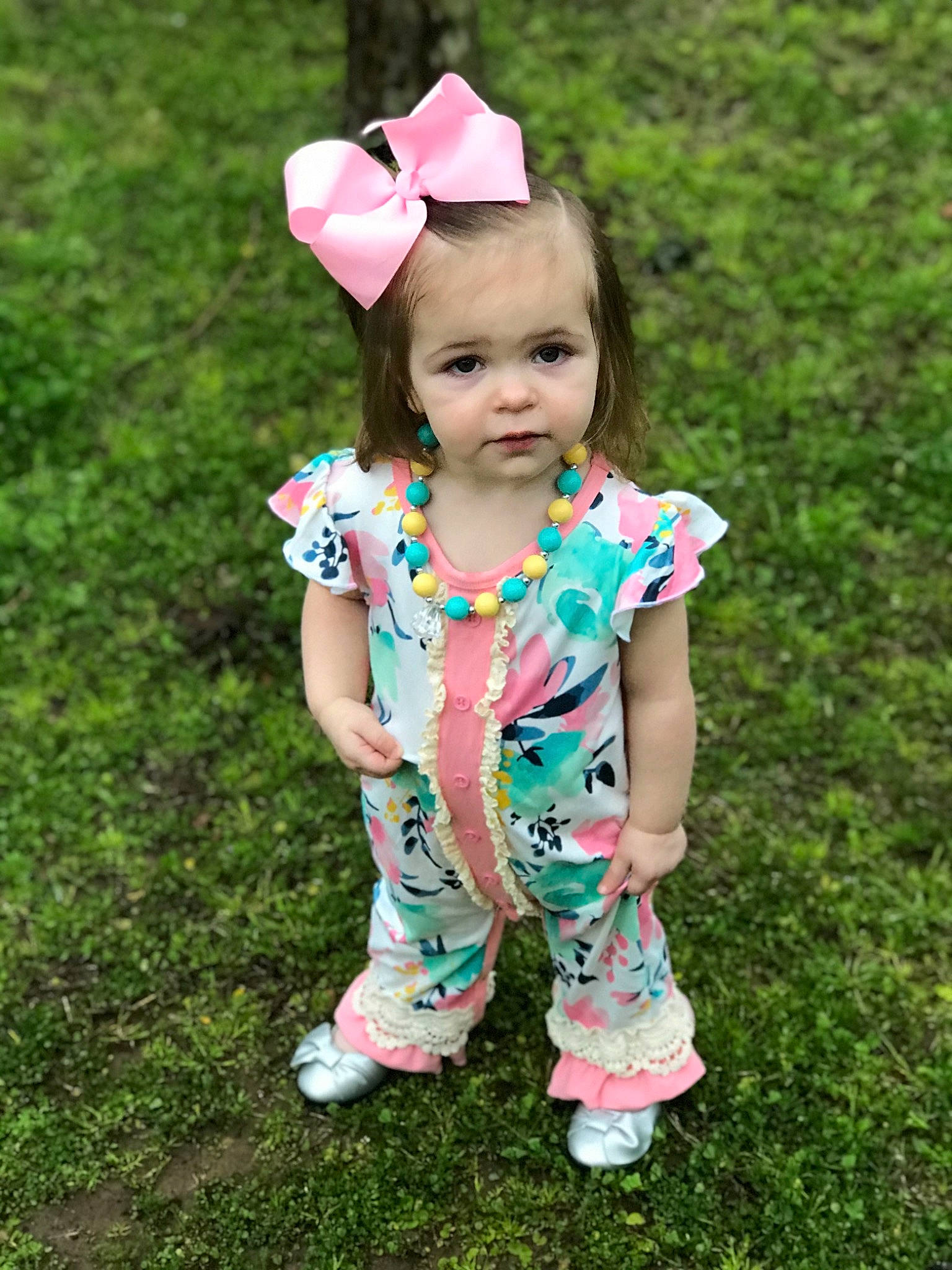 Novaleigh is registered to the contest to win money with this photo: baby, baby_toddler_clothing, child, clothing, grass, happy, headgear, pattern, person, pink, plant, play, smile, toddler