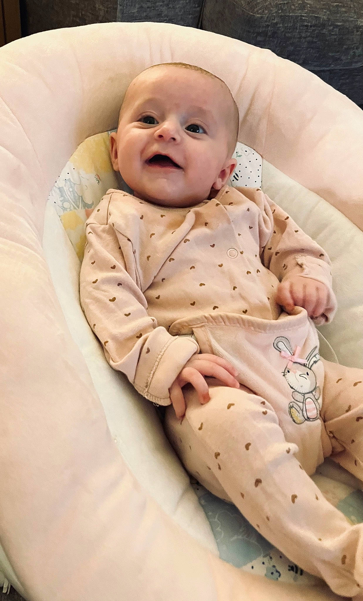 Ella joined the competition — help win amazing prizes! baby, baby_products, baby_safety, baby_sleeping, baby_toddler_clothing, cheek, child, collar, comfort, face, happy, head, linens, pattern, person, portrait_photography, sitting, skin, sleeve, smile