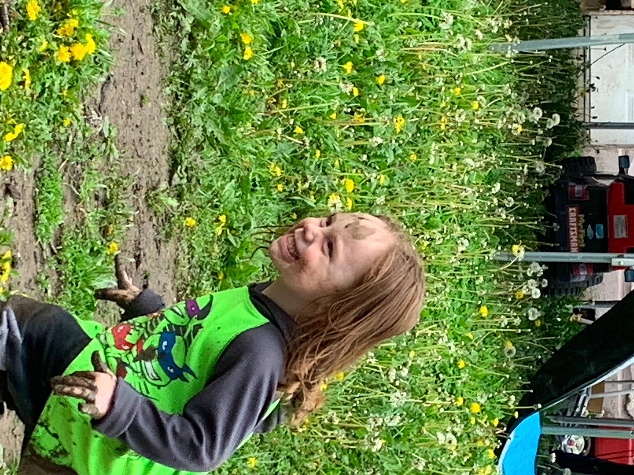 Bubba joined the competition — help win amazing prizes! annual_plant, botany, flower, flowering_plant, fun, garden, grass, grass_family, green, happy, joy, leisure, motor_vehicle, people_in_nature, person, plant, shrub, smile, spring, t_shirt