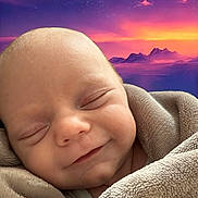 Kaanan joined the competition — help win amazing prizes! baby, blanket, sleeping, smiling, face, infant, wrapped, soft, cozy, peaceful, portrait, closeup, newborn, head, skin, expression, comfort, warm, background, scenery