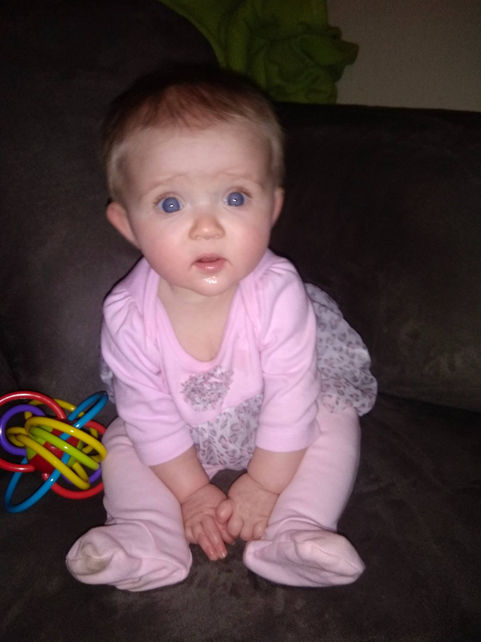 Starling joined the competition — help win amazing prizes! arm, baby, cheek, child, chin, eye, face, facial_expression, fun, head, iris, lip, nose, people, person, pink, sitting, skin, smile, standing