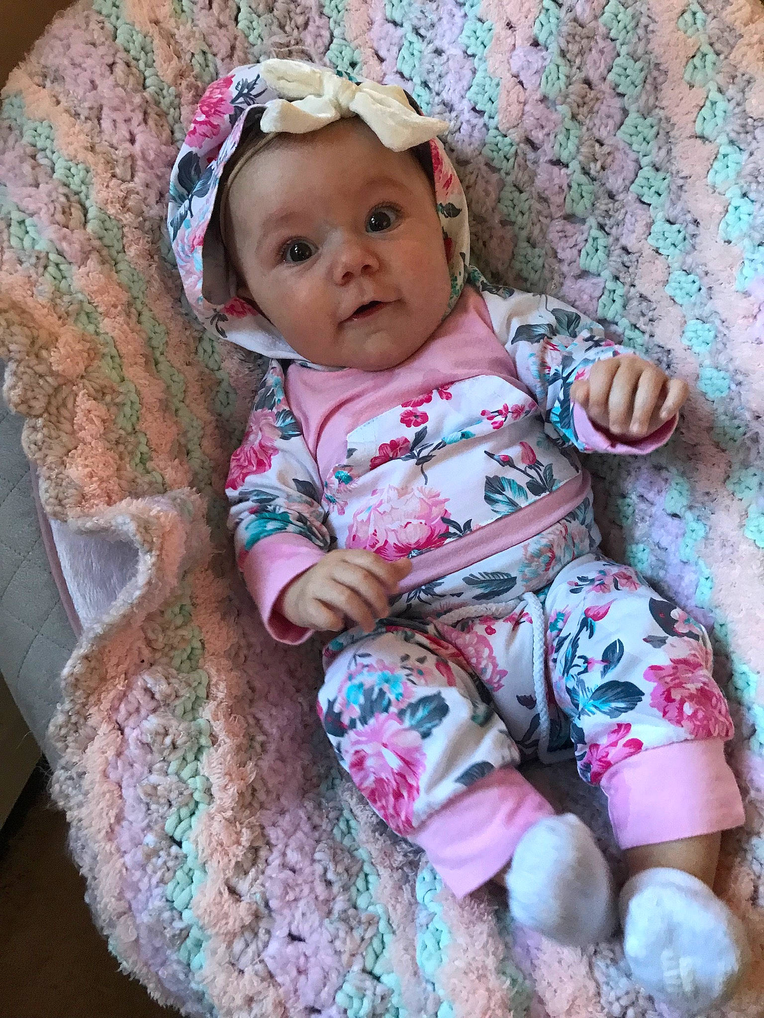 Avery joined the competition — help win amazing prizes! baby, baby_products, baby_toddler_clothing, cheek, child, headgear, pattern, person, pink, product, skin, toddler