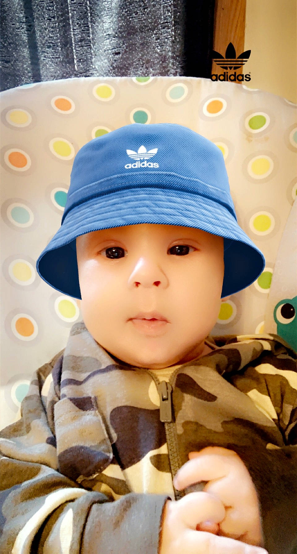 Jaylen is registered to the contest to win money with this photo: baby, baseball_cap, cap, child, cool, costume_hat, electric_blue, fun, happy, hat, head, headgear, headwear, military_camouflage, military_uniform, pattern, person, personal_protective_equipment, sleeve, sun_hat