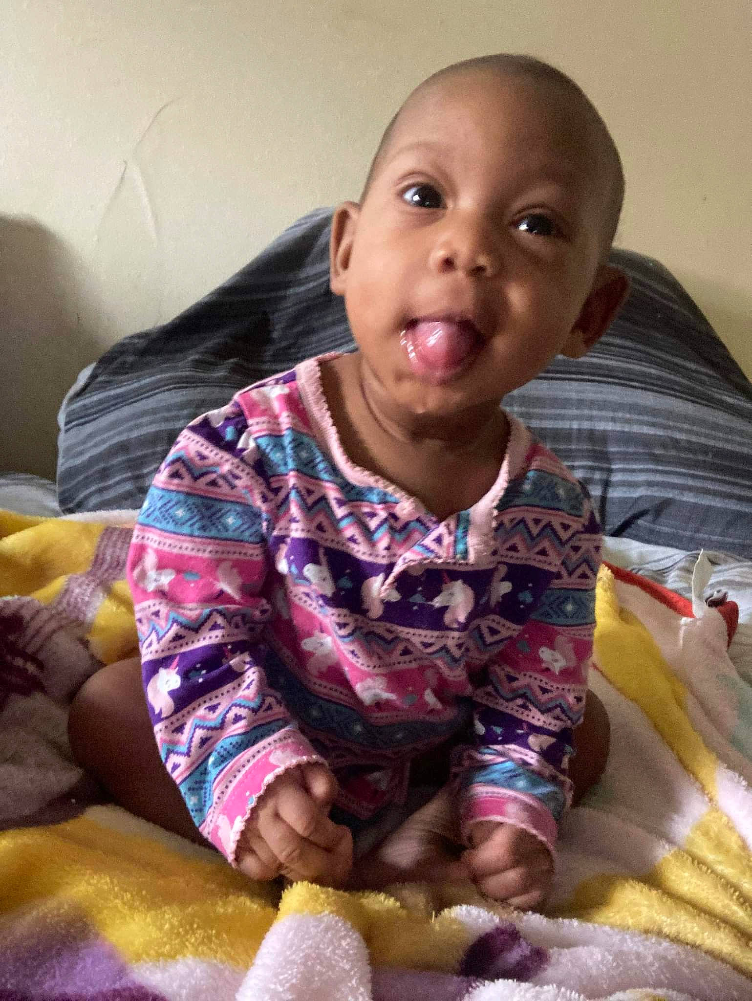 Samiyah joined the competition — help win amazing prizes! arm, baby, baby_toddler_clothing, cheek, child, comfort, finger, fun, happy, head, iris, lap, linens, mouth, nose, organ, person, sitting, skin, sleeve