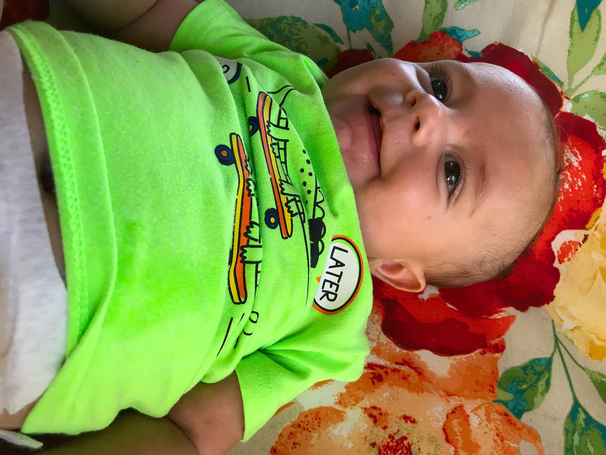 Harlem is registered to the contest to win money with this photo: baby, baby_products, cheek, child, eye, green, happy, head, mouth, nose, person, product, skin, toddler