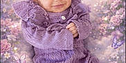 Iris joined the competition — help win amazing prizes! baby, background, bow, butterflies, child, cozy, cute, flowers, hands, happy, headband, infant, knitwear, lying_down, pastel_colors, portrait, purple_clothing, smile, soft_lighting, sparkles