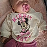 Kateri is registered to the contest to win money with this photo: baby, infant, sleeping, pacifier, pink, blanket, fluffy, minnie_mouse, disney, sweater, skirt, polkadots, bow, portrait, indoors, lying_down, face, clothing, cute, close_up
