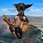 Leia a rejoint le concours — aidez-le/la à gagner de superbes lots ! animal, black_dog, brown_dog, calm, clouds, dog, landscape, lavender_field, mountains, nature, outdoor, pet, sky, small_dog, splash, summer, sunlight, water, water_sports, wave