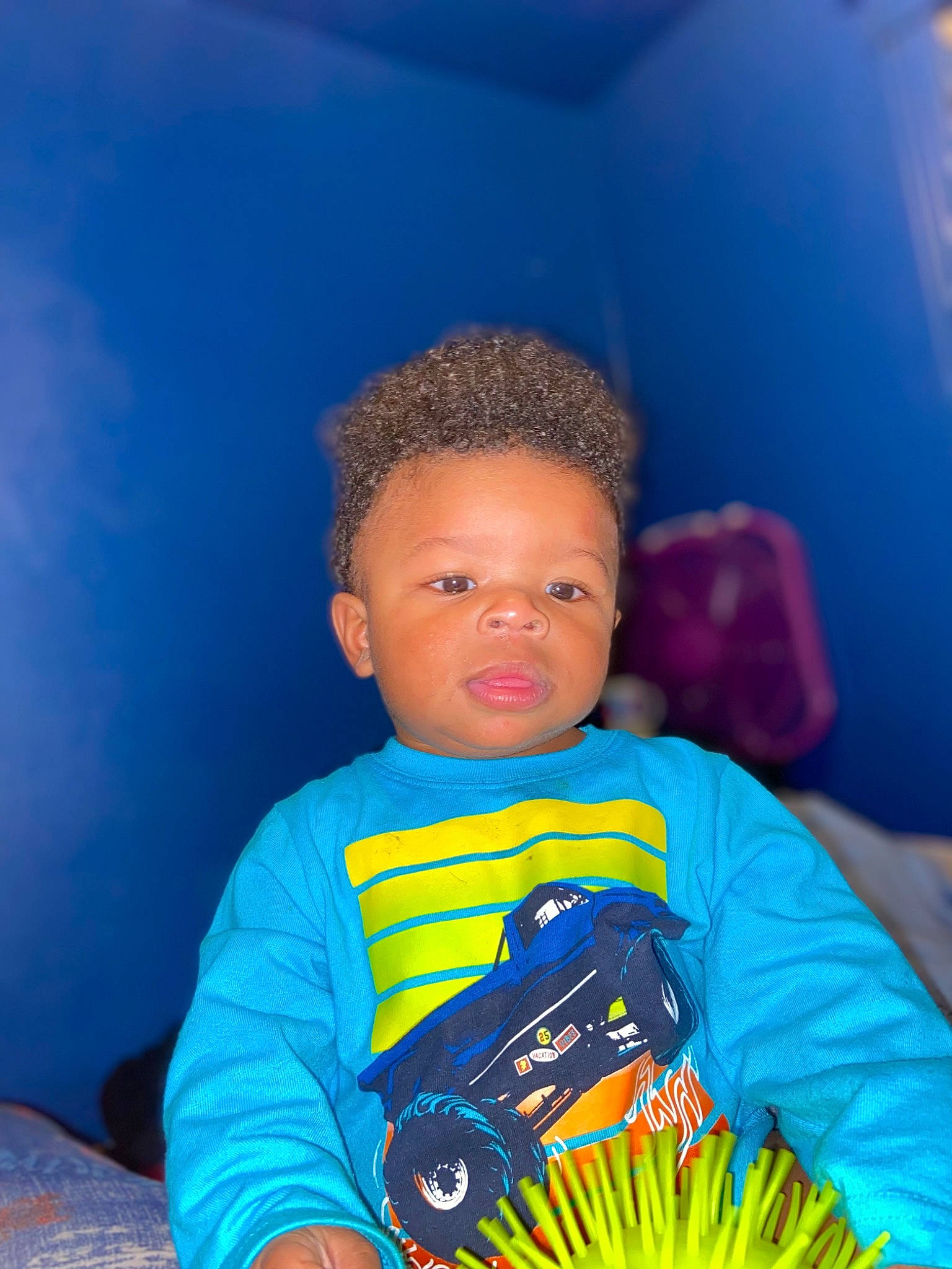 Remiro joined the competition — help win amazing prizes! afro, blue, chair, child, electric_blue, eye, fruit, fun, grass, hair, happy, leisure, person, play, portrait_photography, room, sitting, t_shirt, toddler, vacation