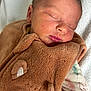 baby, sleeping, blanket, brown, bear, cozy, infant, face, skin, cute, child, soft, comfort, clothing, toddler, peaceful, portrait, closeup, newborn, resting