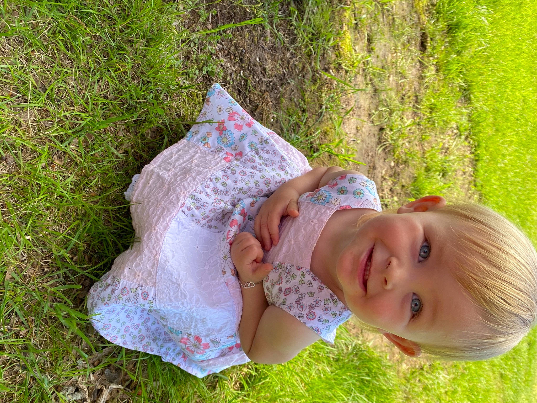 Alena joined the competition — help win amazing prizes! baby, baby_toddler_clothing, botany, child, dress, fun, grass, grass_family, grassland, hand, happy, joy, lawn, leaf, leisure, meadow, people_in_nature, person, plant, smile