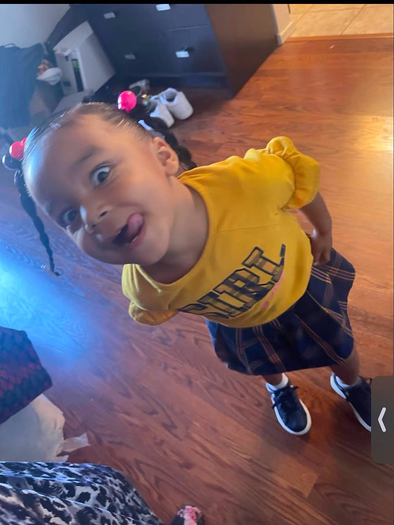 Nevaeh is registered to the contest to win money with this photo: animation, audio_equipment, child, electric_blue, entertainment, event, eyewear, flash_photography, flooring, fun, happy, joy, leisure, performing_arts, person, personal_protective_equipment, smile, sportswear, t_shirt, toddler