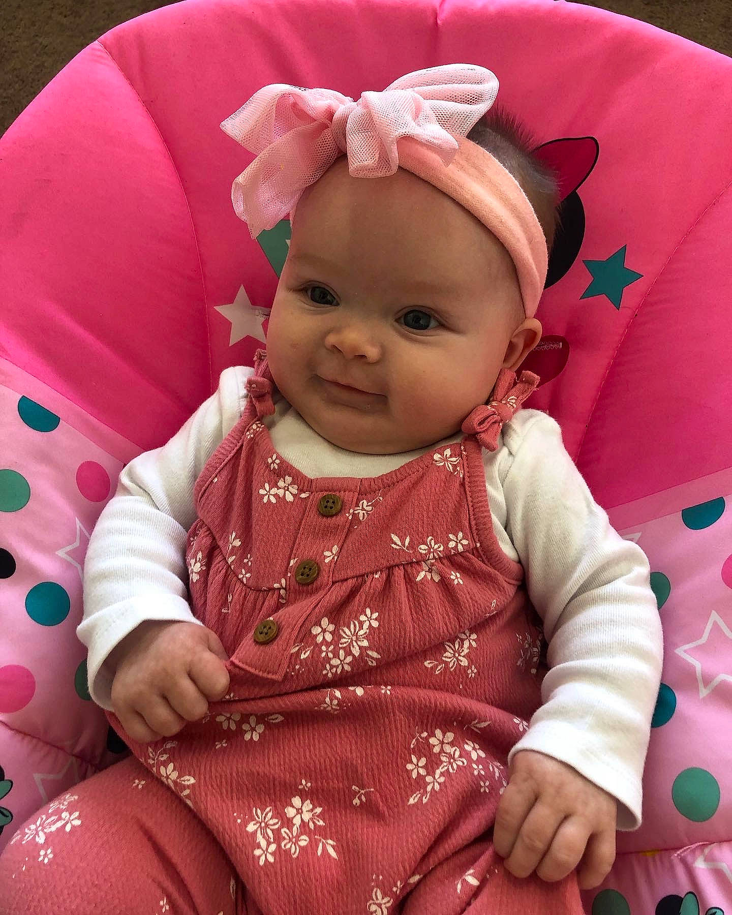 Harlee joined the competition — help win amazing prizes! baby, baby_toddler_clothing, cheek, child, clothing, dress, face, facial_expression, happy, headwear, lip, magenta, person, pink, purple, red, skin, sleeve, smile, textile