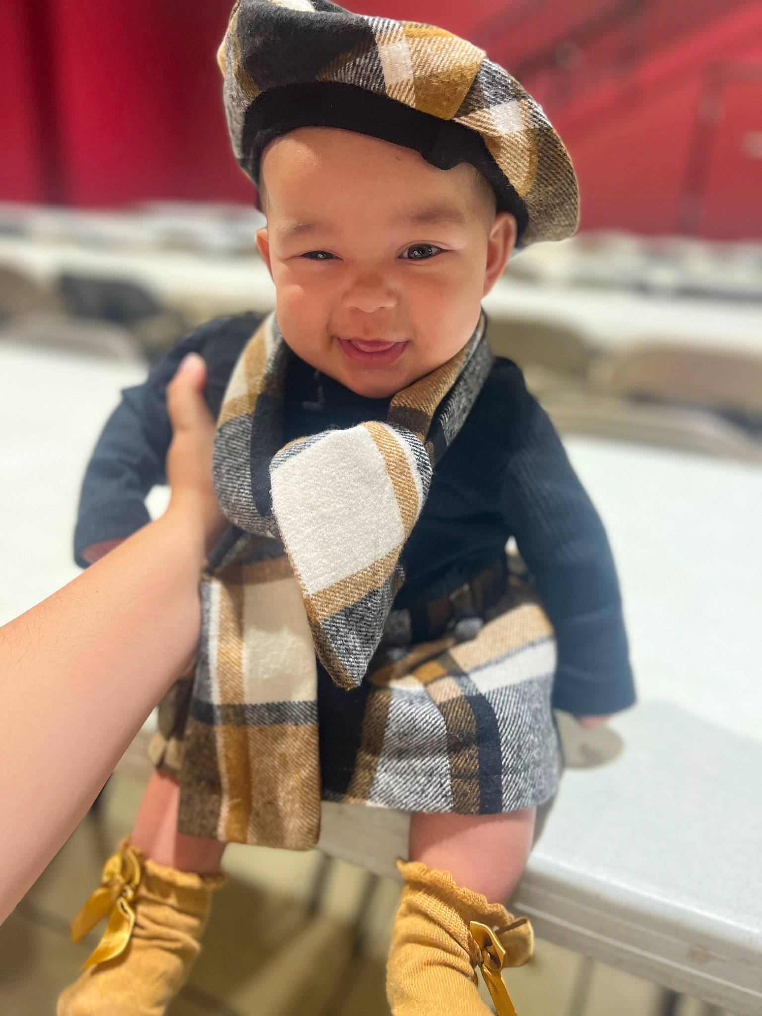 Malaiyah is registered to the contest to win money with this photo: baby, cap, child, doll, eye, face, fashion_accessory, fashion_design, fur, headgear, headwear, human_leg, jewellery, pattern, person, photograph, sitting, sleeve, smile, toddler
