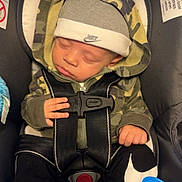 Legend joined the competition — help win amazing prizes! baby, sleeping, car_seat, hoodie, hat, nike, pacifier, socks, clothing, child, infant, straps, safety, cute, peaceful, resting, indoor, seat, black, camouflage