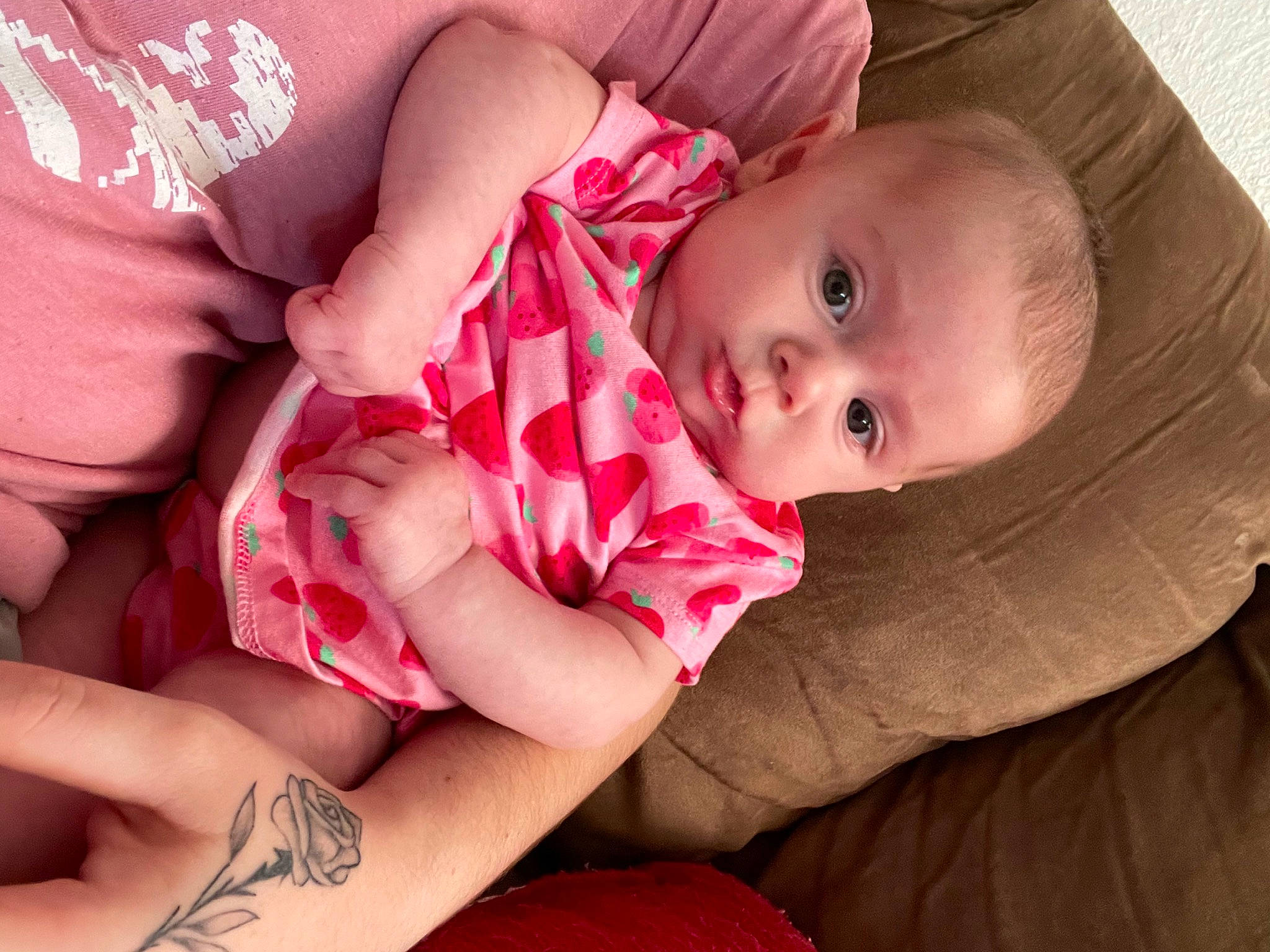 Addisyn joined the competition — help win amazing prizes! baby, baby_toddler_clothing, cheek, chest, child, comfort, elbow, finger, human_leg, knee, lip, mouth, nail, person, pink, skin, sleeve, stomach, thigh, toddler